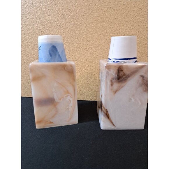 Vintage Faux Marble Swirl Dixie Plastic Dispenser Dixie Cups Set Of 2 - Picture 5 of 8